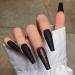 Handcess artificial fingernails in the form of a Halloween coffin matt extra long ballerina for pressing black acrylic full cover for women and girls (24 pieces)