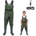LANGXUN Chest Waders for Kids, Lightweight and Breathable PVC Fishing Waders for Toddler & Children, Waterproof Hutting Waders for Boys and Girls, Age 4/5 Little Kid