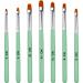 7 pieces UV gel nail brush acrylic nail brush nail art brush nail polish brush polygel nail brush wooden handle Nylonhaar For extensions False nail tips Builder manicure 7 sizes (green)
