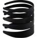 ANBALA Black Headbands for Women 5 Size Plain Headbands for Crafts Hard Headbands Diy Headbands Satin Headbands for Women 5 Pack 0.59-1.57 Inch Non-slip High Elasticity Headbands for Women Girls