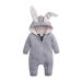 Kids Tales Newborn Baby Winter Warm Outfits Cute Rabbit Ear Hooded Zipper Romper 9-12 Months Grey