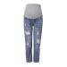 Spritumn-Home Maternity Jeans for Women UK Pregnant Women Jeans Fashion Solid Blue Maternity Trousers Skinny Slim Fit Ripped Jeans Pregnant Over The Bump Vintage Stretch Denim Leggings 4XL 1-blue
