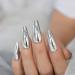 Silver Punk Metallic Press On False Nails - Long Coffin Ballerina Chrome Mirror Fake Nails - Full Cover Acrylic Nail Tips with Glue Tape - Women/Girls - L5883-1 - Buy Online on SooperMarket.com
