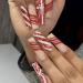 Vatocu Christmas False Nails Long Xmas Press on Nails Snowflakes Glitter Fake Nails Ballerina Acrylic Stick on Nails for Women and Girls(24pcs)