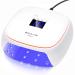 BOLASEN LED Nail Lamp - 60W Gel Nail Light with Ceramic Technology No UV Skin Damage Professional Nail Dryer for Gel Nail Polish Quick Dry Curing Lamp with Metal Base & Atmosphere Light Halo 10 Plug-in HALO 10