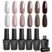 Beetles Gel Nail Polish Set  Coffee Cafe Collection Brown Neutral Beige Mauve Color Gel Polish Kits Perfect for Autumn and Winter Nail Art Manicure Kit Soak Off LED Nail Lamp Gel Gifts Set