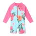 HUAANIUE Baby Girls Shortsleeve One Piece Zipper Swimsuit 6Month-3Year UPF 50+ Sun Protection Swimming Costume 2-3 Years 09 Cyanflower Swimwear