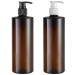Yalbdopo 2PCS 500ml/17oz Empty Refill Plastic Lotion Cream Black/White Pump Packing Bottles Shampoo Body Washing Shower Gel Storage Holder Container Toiletries Liquid Vial Jars (Brown)