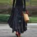 Sanahy Women's Plaid Print Retro A-Line Maxi Skirt - Green | Ankle-Length, Elastic Waist, Fringe Detail - Buy Online on SooperMarket.com