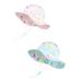 LANGZHEN Beach Sun Protection Hat for Baby Girls Adjustable Toddler Kids Hat Wide Brim Summer Play Hat with Chin Strap Flamingo-Pink+Blue 6-12 Months
