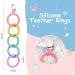 Vicloon Baby Teething Toy Set | Food Grade Silicone Teether Chew Toy for Babies 0-24 Months | Attachable Baby Teether Links in Pink Purple - Buy Online on SooperMarket.com