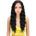 JOEDIR PERCOIS LACE Front WIGS 60cm Long Welly synthetic wig deep middle section HD transparent tip for women 130% dense wigs (black) 60 cm black