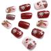 Vatocu Christmas False Nails - Short Red Press On Nails with Snowflakes, Elk, Snowman Design - 24pcs for Women and Girls - Buy Online on SooperMarket.com