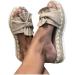 Evzosrz Summer Women's Espadrilles Wedge Sandals Slides | Bow Tie Platform Mules | Khaki 9 - Buy Online on SooperMarket.com