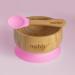 Nohla Bamboo Baby & Toddler Suction Plate Bowl Set with Silicone Spoon - Eco-Friendly BPA-Free Weaning Kit for Secure Grip on Smooth Surfaces - Pink - Buy Online on SooperMarket.com