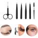 6-Piece YZWW Tweezer Set - Stainless Steel Tweezers for Precision Plucking, Curved Scissors, Brow Brush - Daily Beauty Tool for Eyebrows & Facial Hair - Buy Online on SooperMarket.com