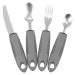 Adaptive Utensils Built up Fork Spoon Rocker Knife Easy Grip Silverware for Adults Elderly Weak Hand Patients Disabled Light Grey 3 Piece Set (Color : Light Grey-1)
