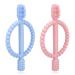 Buy BPA-Free Baby Biting Toys & Toothbrush Set - Soothing Silicone Teething Rings (Blue & Pink) for 3+ Months - Safe & Stimulating Gum Relief - Buy Online on SooperMarket.com