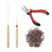 Hair Extensions Tools Kit with 200pcs 5.0mm Silicone Nano Beads Links Professional Tools Hair Extension Pliers and Loop Threader for Extending Hair Wearing Feather Accessories Barber or Diy (Brown)
