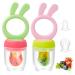 Baby Fresh Fruit Food Feeder Pacifier 2 Pack HAOBAOBEI Silicone Teething Toy for Babies 3-12 Months BPA-Free Baby Teether Teething Relief Infant Teething Toy with 4 Silicone Pouch (Green&Pink) Rabbit Series - Green &...