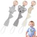Vicloon 3 Pcs Baby Dummy Clips Dummy Clip Boys Girls Wooden Dummy Clips for Baby Soother Pacifier Chain Holder Clips Baby Dummy Chain for Teether Toy or Soothie gray/beige