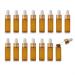 Enslz 15 pieces mini amber -colored refillable glass bottles for essential oils perfume cosmetics samples storage with golden screw caps (5 ml)