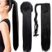26" Long Straight Wrap around Ponytail Extensions Synthetic Clip in Ponytail Hair Extensions Hairpiece - Natural Black