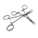 Two Piece Set - 5" Mosquito Hemostat Forceps with 3 Position Lockings Curved + Straight Teeth Polished Finish Pliers