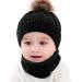 Yinuoday 2PCS Baby Knit Hat Scarf Set - Winter Beanie Cap with Circle Loop Scarf Neckwarmer in Black - Buy Online on SooperMarket.com