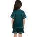 SWOMOG Kids Silk Pyjamas Set - Short Sleeve Button-Down Satin PJs for Boys and Girls, Silky Nightwear for Children and Teens (Ages 4-16), Dark Green - 8-9 Years - Buy Online on SooperMarket.com