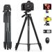 KINGJUE 60'' Camera Phone Tripod Stand Compatible with Canon Nikon DSLR with Universal Tablet Phone Holder Remote Shutter Bubble Level and Carry Bag Max Load 6.6LB 60 inch