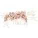Minkissy Wedding Hair Comb Pearl Crystal Decor Clip Pin Rhinestone Flower Wedding Hair Accessories for Bride Bridesmaid (Pink)