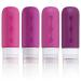 Gemice silicone travel bottles 90ml set 4 pieces of leakage -safe travel container and travel toilet items set FDA approved refillable fluid container for shampoo cream rinsing body care violet