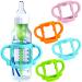 4-Pack Bottle Handles for Dr Brown Narrow Baby Bottles Soft Silicone Bottle Holder for Baby Self Feeding Teach Babies to Drink Independently Easy Grip BPA Free Pink Orange Blue Green
