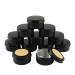 Basic packing 12 pieces 80ml matt black empty round aluminum socket with screw cap aluminum dose Aluminum screw boxes cream can with candle box cosmetic cans tin cans with 12 pieces 50mm sticker