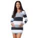 HAPPY MAMA Women's Maternity Stretch Knit Colour Block Jumper Dress Stripes 405p 16-18 Graphite Melange