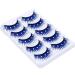 5 Pairs Fluffy Fake Eyelashes Faux Mink Fake Eyelashes Blue Shiny Rhinestone False Eyelashes 3D Thick Long Fake Eyelashes for Women Girls Party Stage Dance Makeup Masquerade