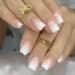 EONFAVE 24 Pcs French False Nails - White Press on Nails - Full Cover False Nails Square Stick on Nails - French Short Square Acrylic False Nails with Glue for Women and Girls Nail Art French Nude