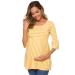 Love2Mi Women Maternity Blouse A Line Pregnancy Shirt 3/4 Bell-Sleeve Striped Maternity Clothes XL Yellow Stripe