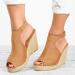 Foldap Summer Wedge Sandals for Women 2023 | Open Toe Breathable Beach Platforms in Khaki - Size 7.5 - Buy Online on SooperMarket.com