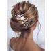 Gorais Flower Bride Wedding Hair Comb Pearl Bridal Hair Pieces Leaf Hair Accessories for Women and Girls (A-Silver)