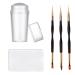 Famidiqgo Nail Stamper Nail Art Brushes - French Tip Nail Stamp Clear Nail Art Stamper Jelly With Scraper 3Pcs Double Ended Nail Pen Brushes Soft Silicone Stamper Printer DIY 1 Stamper + 3 Double -Ended Pens