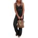 PRETTYGARDEN Women's Summer Casual Two Piece Outfits Sweatsuits Tank Scoop Neck Ribbed Knit Long Pants Tracksuits Black Medium