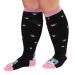 Zfsock compression stockings thick calves men: support stockings women Medical compression socks 20-30mmhg oversize men women travel socks for nurses flight sport 1 couple 4xl cat pink pink