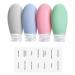 OPRET 4 pieces 100ml silicone travel bottles set with label which can be filled with a leak replaceable empty. Route travel tanks container Travel bottles for filling cosmetics shampoo liquids BPA-free and TSA-tested blue green pink gray