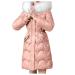 Padded Jacket for Women, Women's Slim Fit Parka Faux Fur Down Long Parka Winter Warm Hooded Outwear Pink Medium