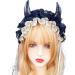 JSGHGDF Creative Spooky Devil Horn Shape Hairband Women Pleated Lace Makeup Skincare Headband for Halloween Photography Hairband Black - Buy Online on SooperMarket.com