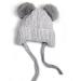 Cute Bear Kids Winter Hat | Dual Pom-Pom Chenille Knitted Warm Hat for Boys & Girls | Fleece Lined Earflap Cap for Toddlers 1-5 Years - Grey - Buy Online on SooperMarket.com