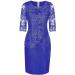 Womens Plus Size Floral Lace Sheath Dress - Dark Blue - Knee Length for Work, Casual, Party - Cocktail Dress - Buy Online on SooperMarket.com