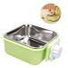 Pet Hanging Bowl for Crates 2 in 1 Small Dog Bowl Puppy Bowl Removable Stainless Rabbit Bowl Cat Feeder Food Water Bowls for Puppy Cat Bird Rabbit Hamster Guinea Pig Ferret Small Animals (Green)